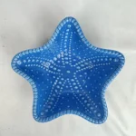 Nantucket Home Starfish Shaped Blue Ceramic Serving Bowl Dish Coastal Nautical