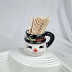 Dish Charm Faux Mini SNOWMAN Toothpick Holder Christmas Holiday Ceramic