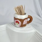 Dish Charm Faux Mini GINGERBREAD HOUSE Toothpick Holder Christmas Holiday Ceramic