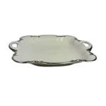Hutschenreuther REVERE WHITE Square Handled Cake Plate Germany Platinum Trim
