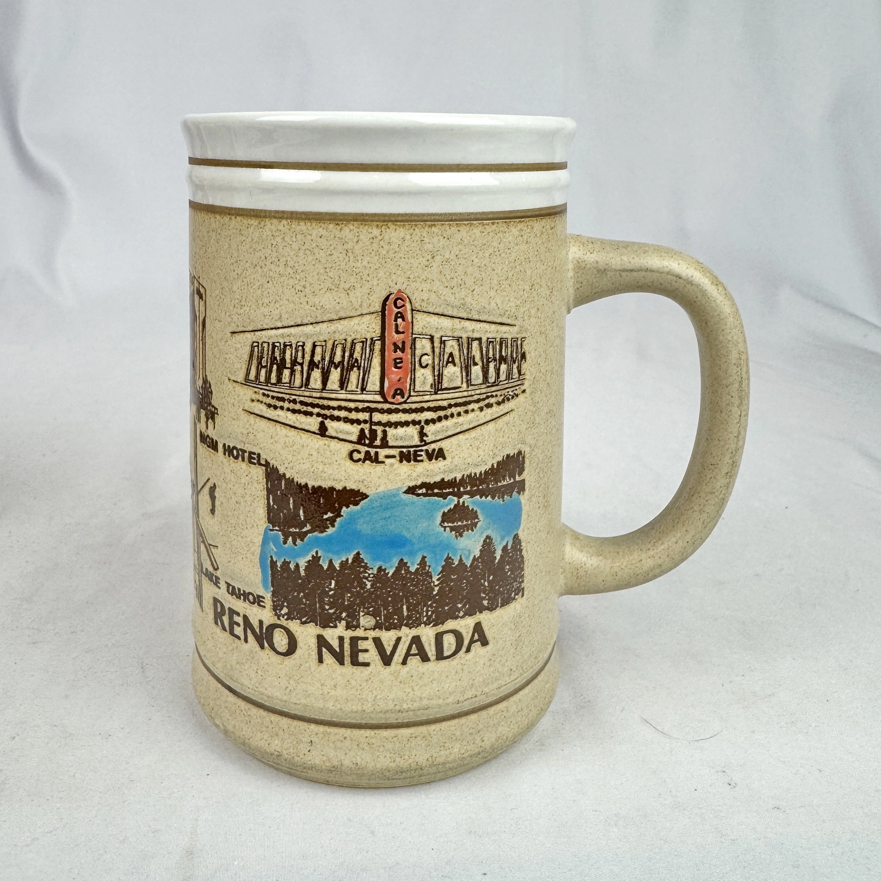 Reno Nevada Casino Souvenir Stoneware Coffee Mug Stein Tahoe