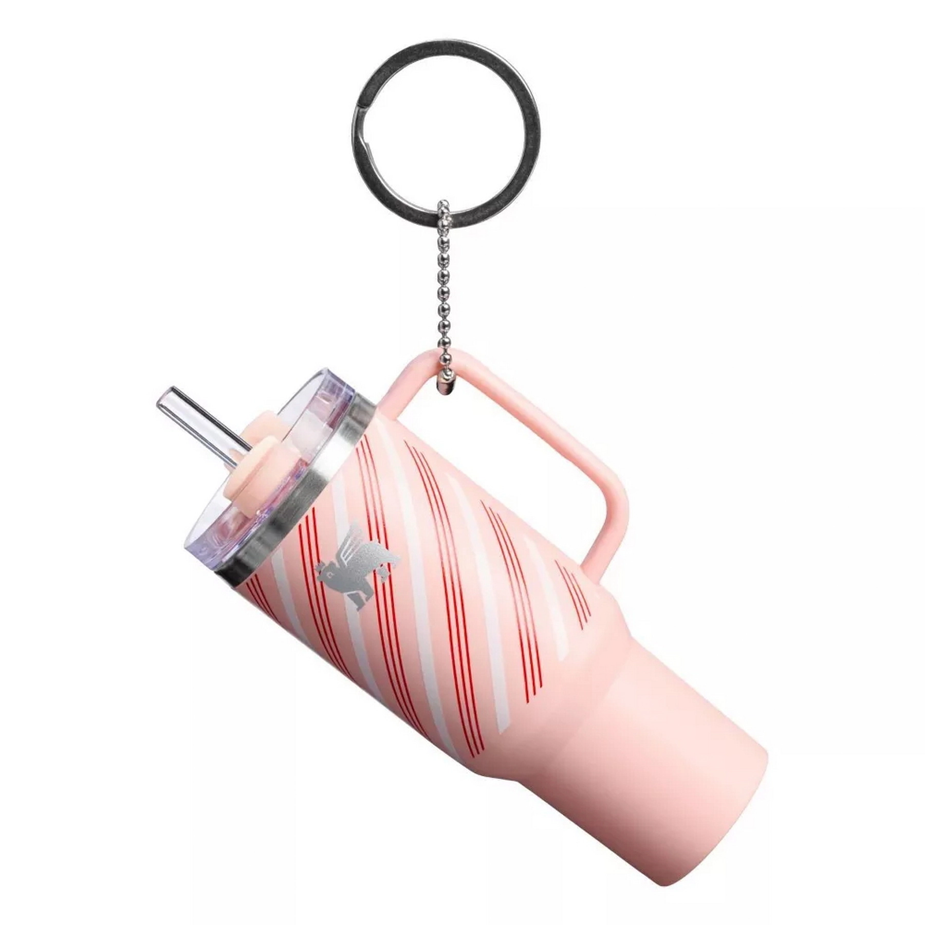 Stanley Pink Candy Cane Stripe Quencher Tumbler Ornament Keychain 2025 - Image 2