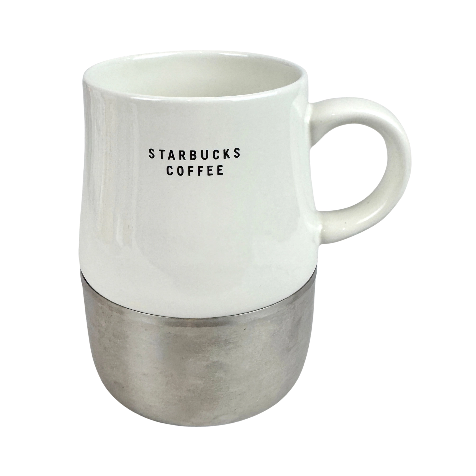 Starbucks Coffee 2005 Ceramic Mug w/ Stainless Steel Base 14oz