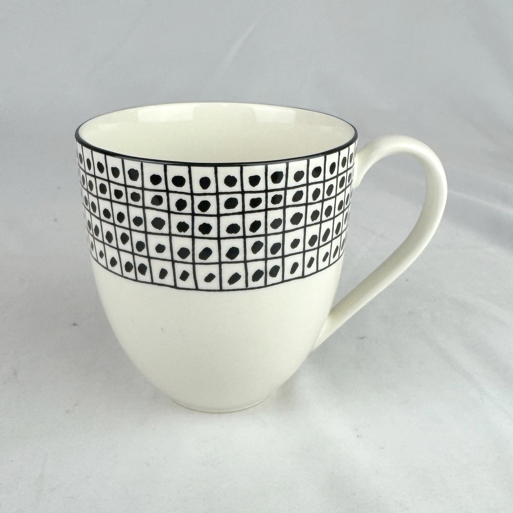 Lenox AROUND THE TABLE DOT Mug Cream Black Grid Dots American by Design