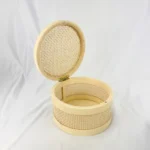 Target Bullseye Round Plastic Wicker Box Wood Frame Storage Natural 2024