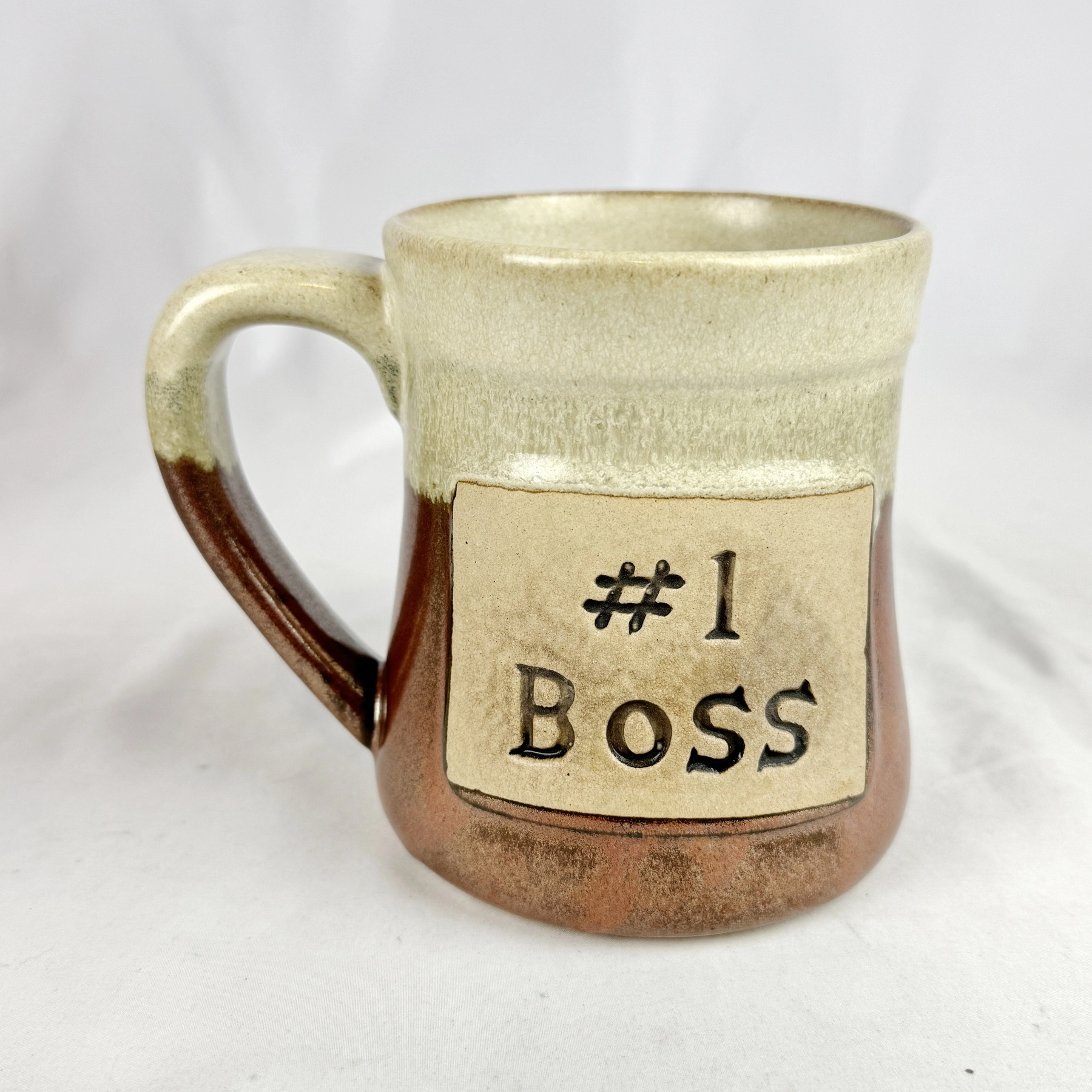 Century "#1 Boss" Coffee Mug Brown Drip Glaze Microwave Safe - Image 2