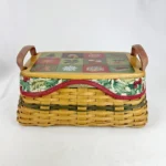 Longaberger 2002 Traditions Christmas Basket Lid Liner Protector Handles