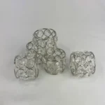 Set of 5 Crystal Beaded Napkin Rings Silver Tone Metal Glam Wedding Decor