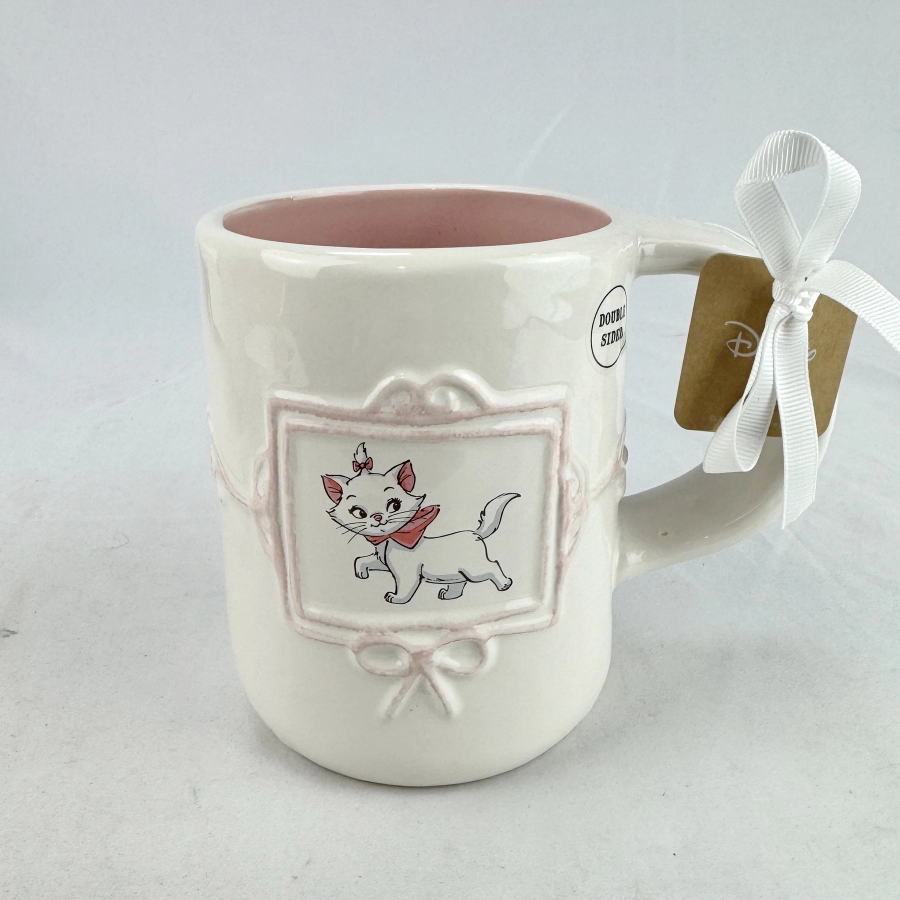 Disney Rae Dunn MARIE Embossed Everybody Wants to Be a Cat Double Sided Mug