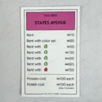 Monopoly 2017 Token Madness  STATES AVENUE Title Card Replacement Piece