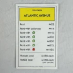 Monopoly 2017 Token Madness  ATLANTIC AVENUE Title Card Replacement Piece