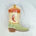 Clay Art Ceramic Cowboy Boot Serving Dish Pepper Western Trinket Tray