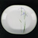 Corelle (Corning) SHADOW IRIS Oval Serving Platter (Green Edge)