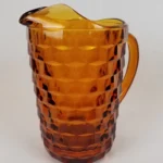 Vintage Indiana Glass Whitehall 64 oz Jug Pitcher Amber Gold