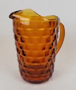 Vintage Indiana Glass Whitehall 64 oz Jug Pitcher Amber Gold