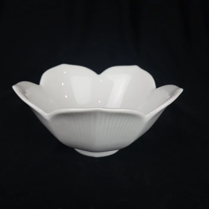 Pier 1 Imports LOTUS Flower Cereal Bowl White Scalloped Embossed