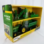 Retired ERTL 1:16 John Deere 950 Tractor Wagon Backhoe, Blade, Hay Bale NIB