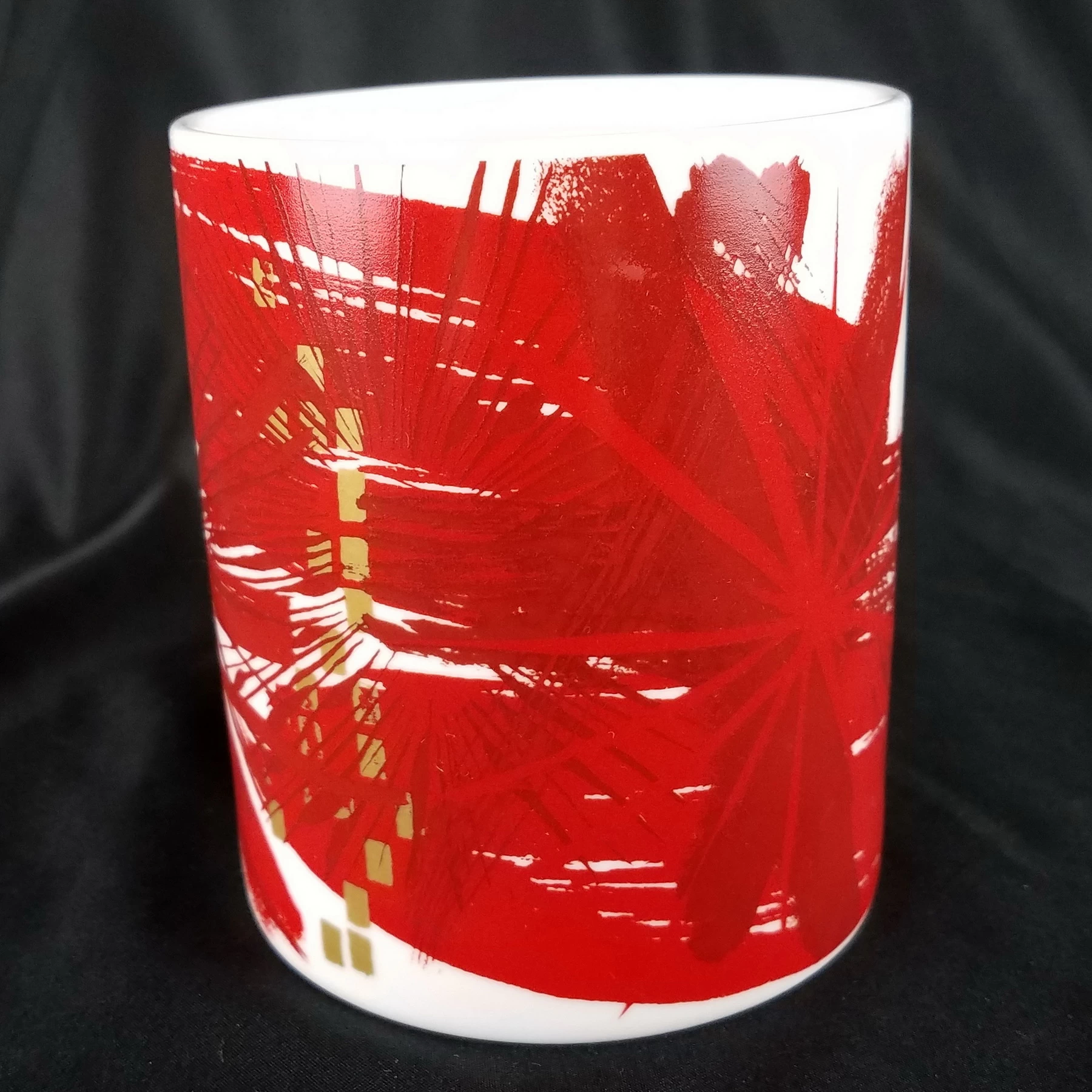 2014 Starbucks Coffee 12oz Cup Mug Red Floral Abstract Starburst Holiday - Image 3