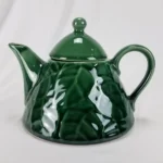 JADE LEAVES by PIER 1 5 Cup Teapot w/Lid, Green Raised Leaves