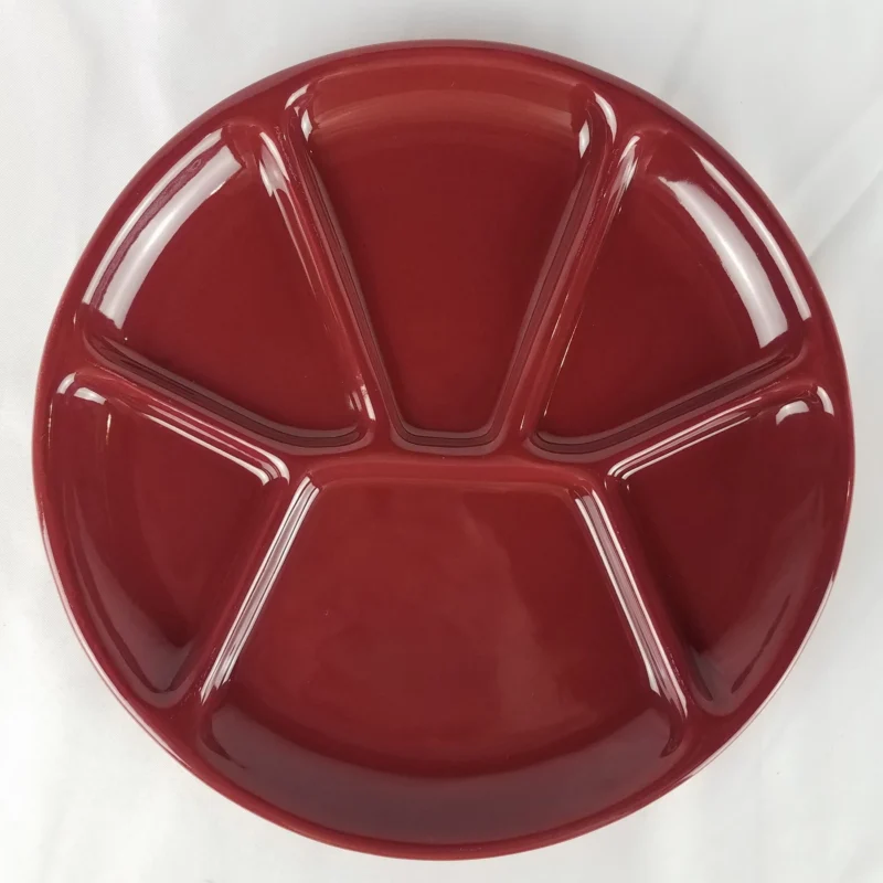 Williams Sonoma BELVEDERE Pomegranate (Red) Divided Fondue Plate