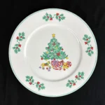CHRISTMAS TREE WHITE (Yellow Bear) Dinner Plate Gibson Designs