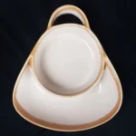 LTD Commodities Tan Ceramic Chip Dip Serving Bowl Tray Tan Rim 2 Piece Look