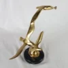 Vintage 3 Seagulls in Flight - Brass & Marble Sculpture Art MCM