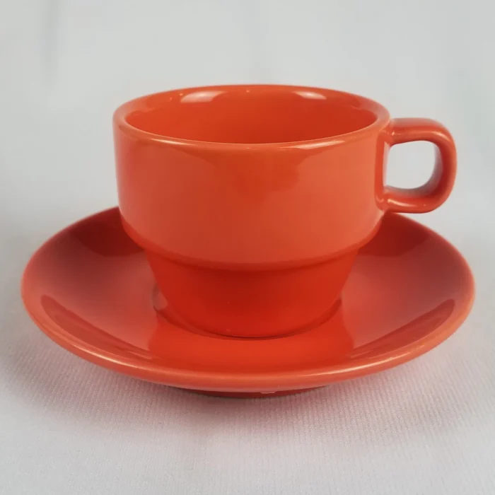 World Market Stack Espresso Cup & Saucer Set - Orange