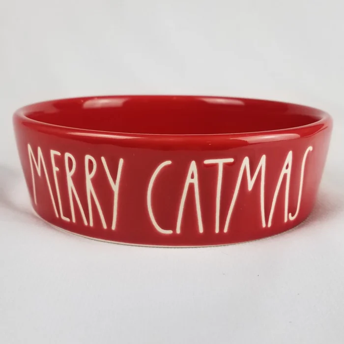 Rae Dunn MERRY CATMAS Red Bowl LL Dish Cat Pet Water Food Milk - New