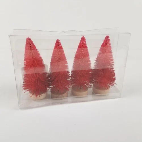 Target Bottle Brush 4" PINK Trees Decor - Pack of 4 - Valentines Holiday