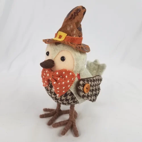 ROSS Fabric Bird Featherly Friends Figurine Holiday Thanksgiving