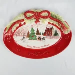 Fitz & Floyd Holiday Sentiment Tray 'Home Warms the Heart' Christmas w/Box