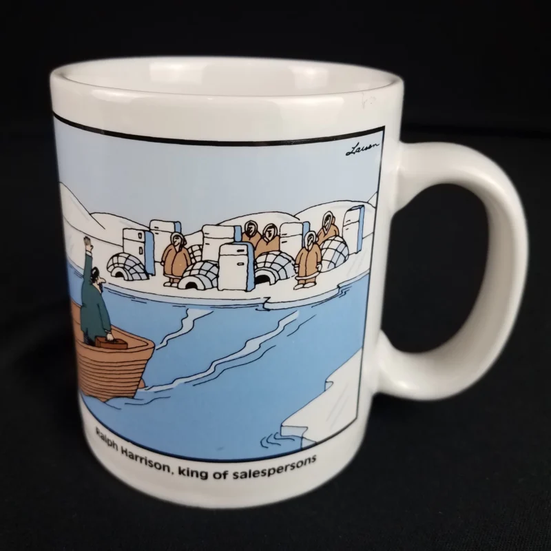 Vintage FAR SIDE Gary Larson Cartoon Coffee Mug "...Salesperson" 1990