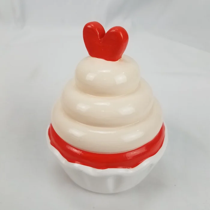 Target Bullseye Playground Valentines Mini Dessert Figure Ceramic Cupcake Heart