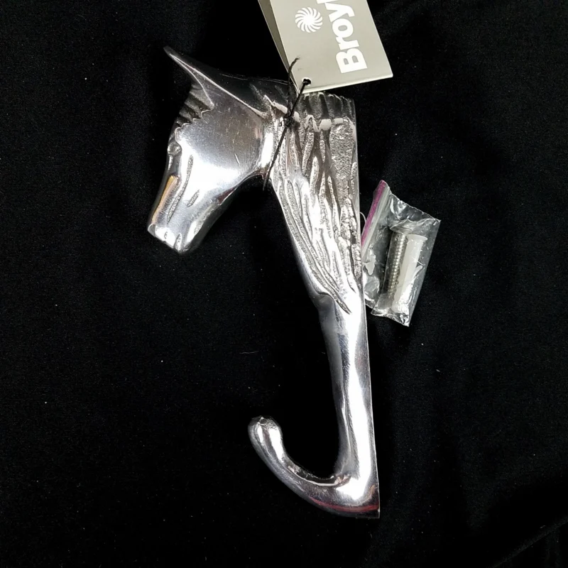 Pewter Horse Wall Hanging with Towel Hook Broyhill