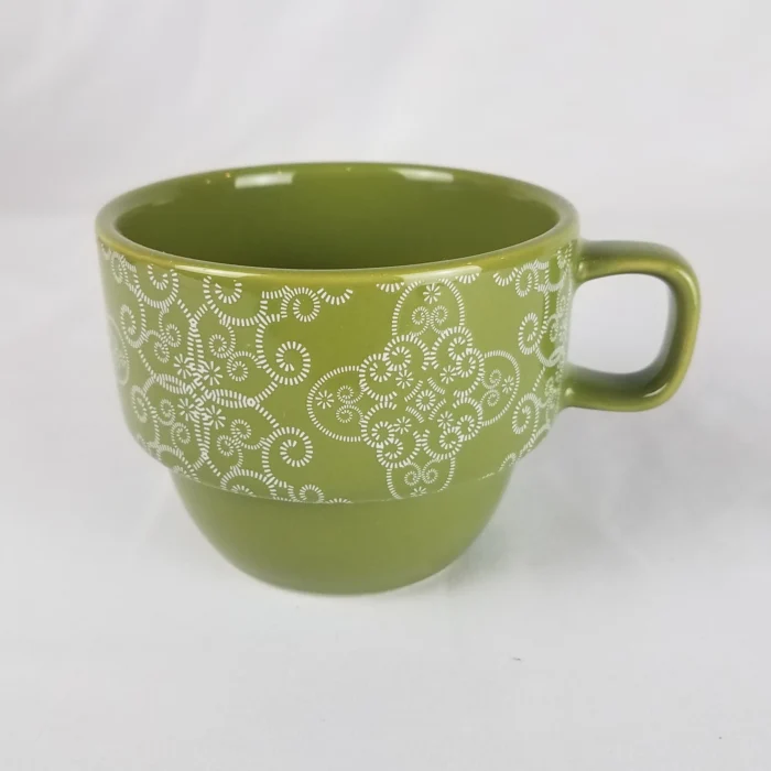 World Market Stacking Coffee Cup Green Quatrefoil