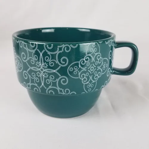 World Market Stacking Coffee Cup Blue Quatrefoil