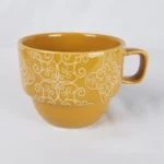 World Market Stacking Coffee Cup Yellow Quatrefoil