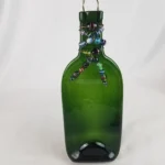 Beaded Melted Green Glass Wine Bottle Decorated Appetizer Tray